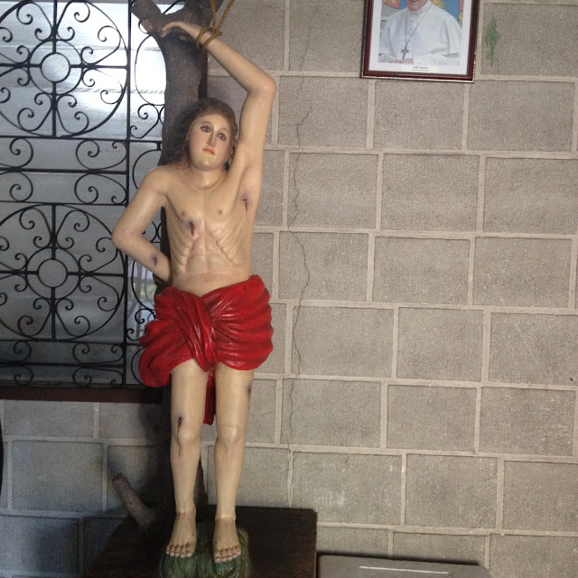 Image of Jesus Christ tied to a tree at the Bishop's House