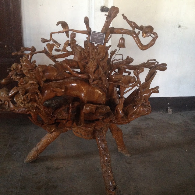 Wood carving at  the Don Bernardino Jalandoni Ancestral House and Museum
