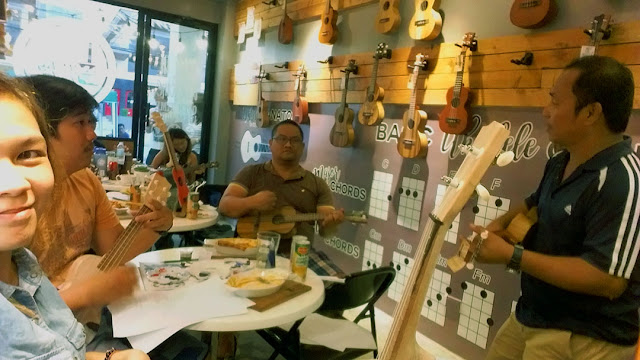 Learning to play the ukulele at UkeHUB Kafe in Mactan Island Lapulapu City Cebu Philippines